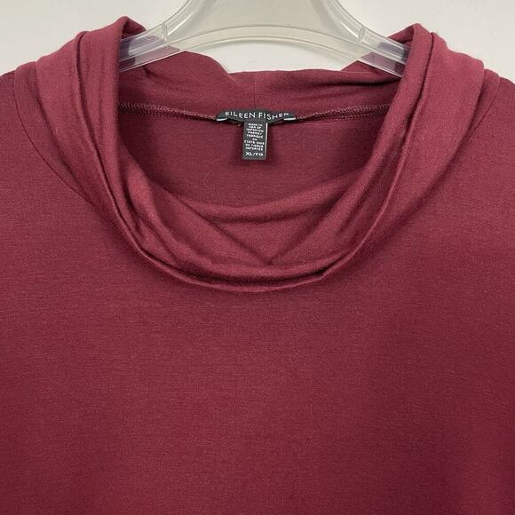 Eileen Fisher Tunic Top Size XL Burgundy Cowl Neck Minimalist Lagenlook Capsule - Picture 4 of 8